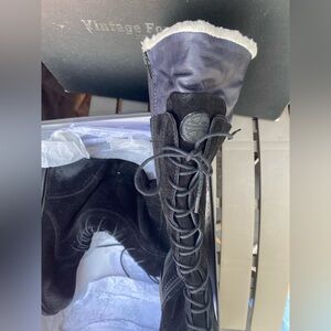 Vintage Foundry Black Lace-Up Heeled Boots